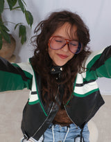 Vegan leather cropped jacket