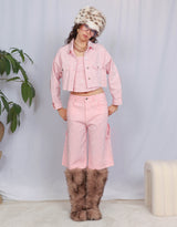 Sparkly raw edge denim jacket