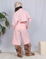 Sparkly raw edge denim jacket