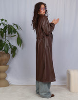 Vegan leather double breasted trenchcoat