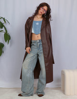 Vegan leather double breasted trenchcoat