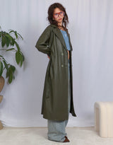 Vegan leather double breasted trenchcoat