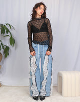 Lace asymmetric long sleeve top I