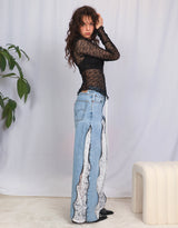 Lace asymmetric long sleeve top I