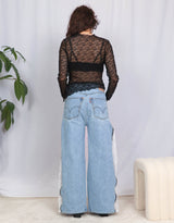 Lace asymmetric long sleeve top I