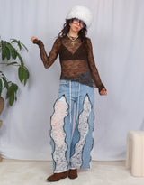 Lace asymmetric long sleeve top I