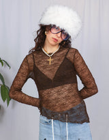 Lace asymmetric long sleeve top I