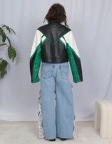 Vegan leather cropped jacket