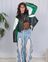 Vegan leather cropped jacket