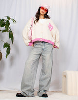 Varsity 99 wool blend knit cardigan