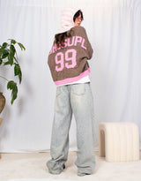 Varsity 99 wool blend knit cardigan