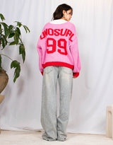 Varsity 99 wool blend knit cardigan