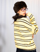 Wool blend striped knitted polo sweater