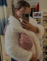 V neck faux fur coat I