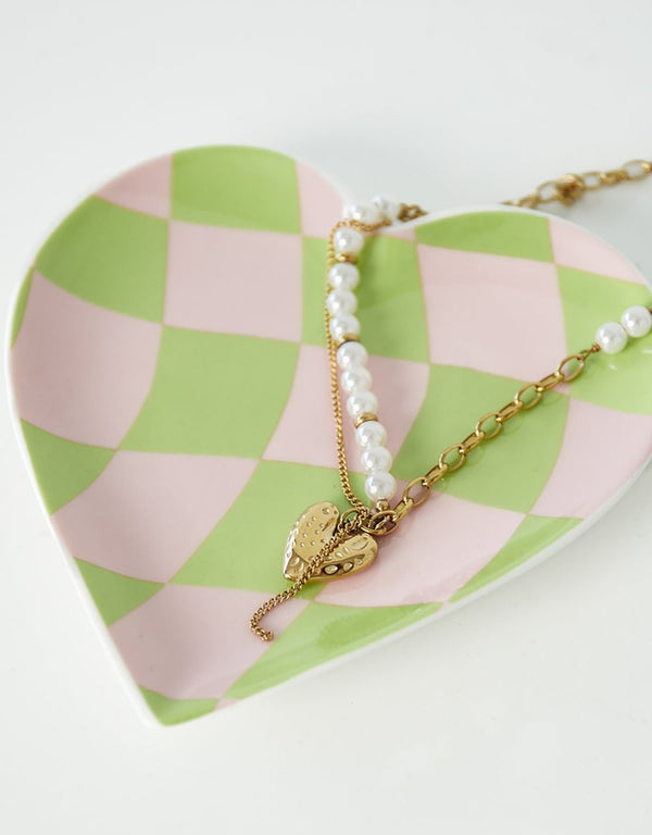 Jewellery tray heart checkered
