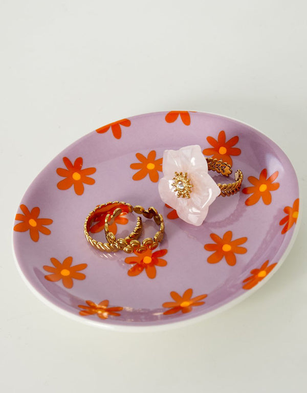 Jewellery tray round flowers