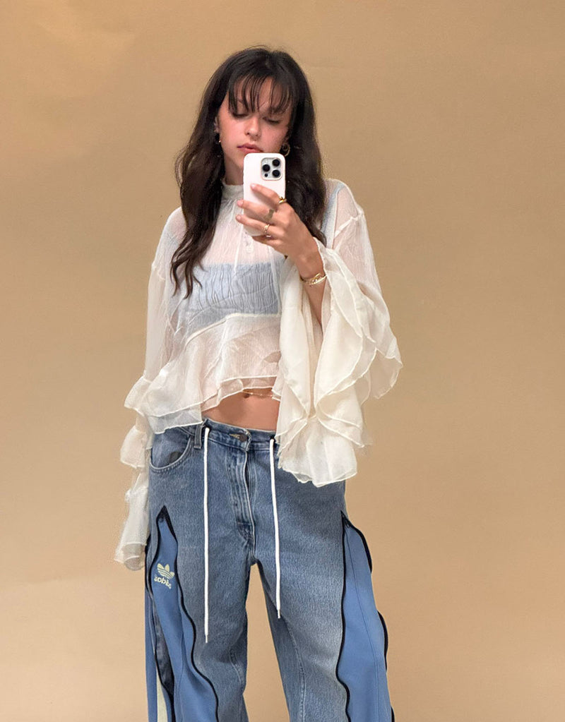 Vintage customized zipper details jeans