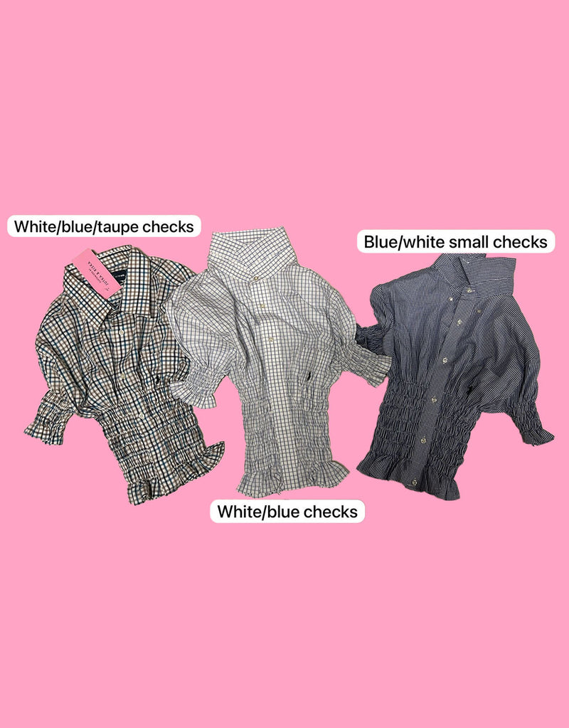 Vintage customized Ralph Lauren smocked check top