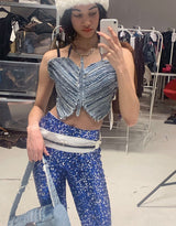 Sparkly sequins trousers