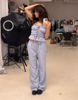 Striped pantalon with elastic waistband