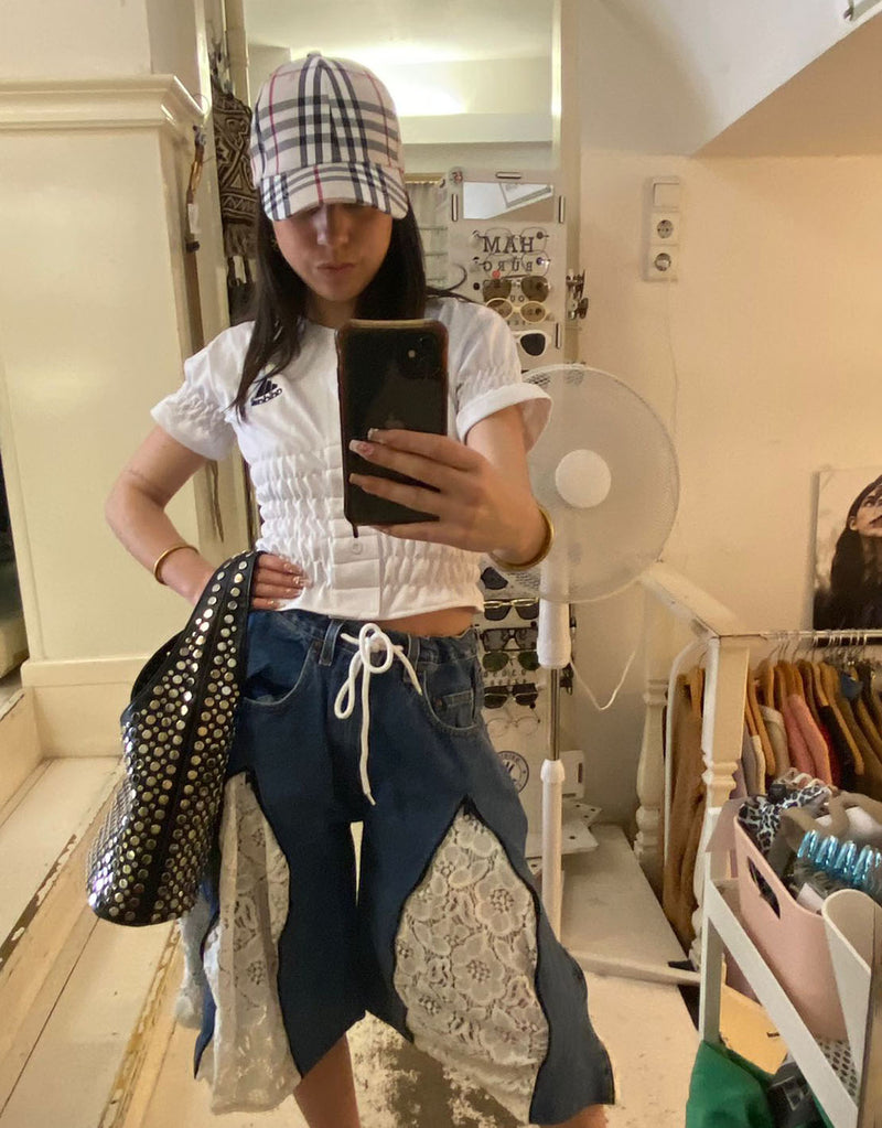 Tartan print cap