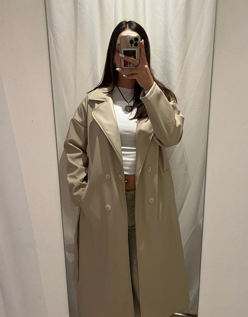 Vegan leather double breasted trenchcoat