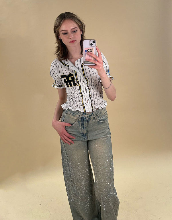 Vintage customized sporty button top