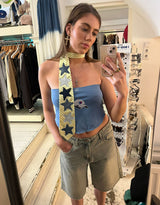 Vintage customized tie with denim stars