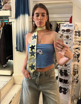 Vintage customized tie with denim stars