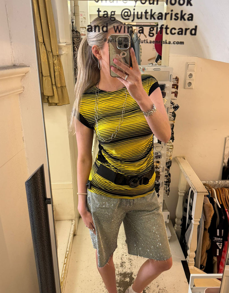 Vintage Y2K belted striped long top