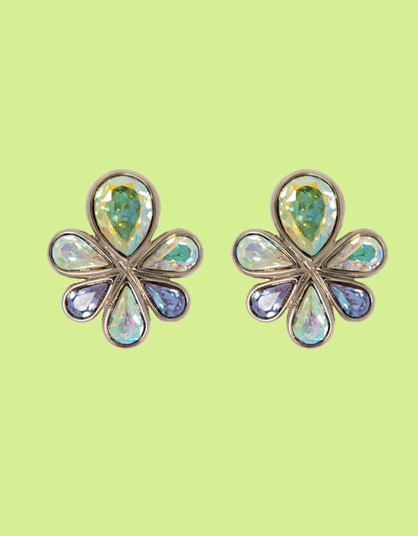 Vintage Yves Saint Laurent colorful flower earrings