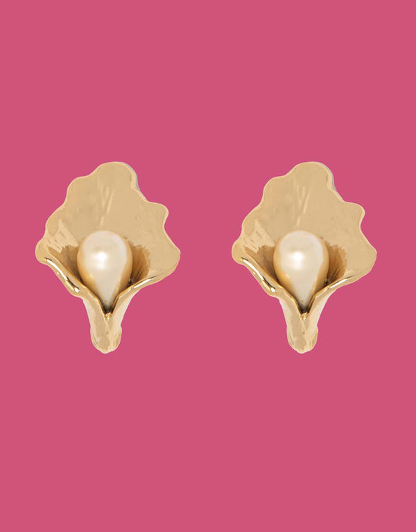 Vintage Yves Saint Laurent pearl flower earrings