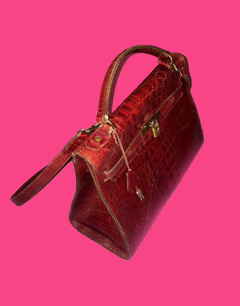 Vintage Mulberry croc embossed kelly bag