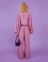 Balloon sleeves front tie blouse