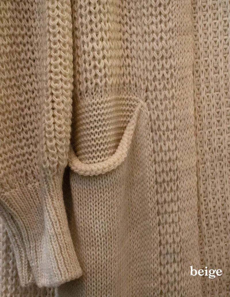 Basic puff sleeve maxi cardigan pocket