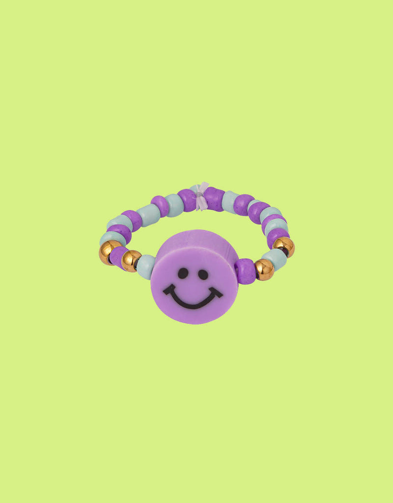Beaded smiley ring