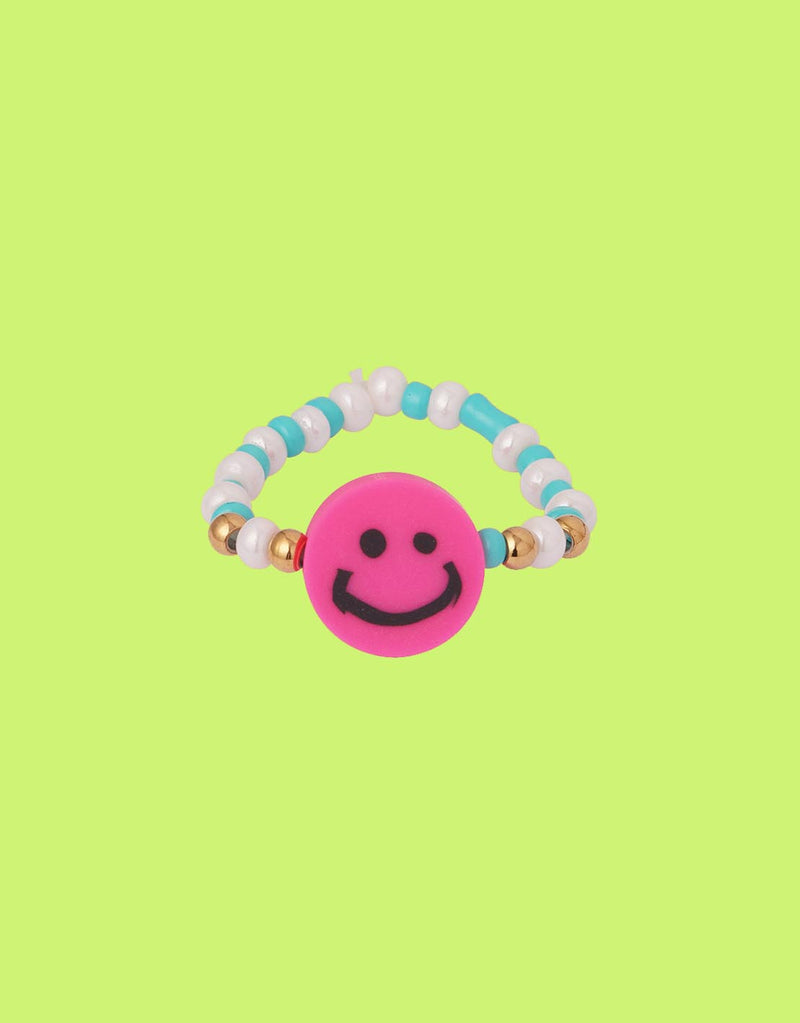 Beaded smiley ring