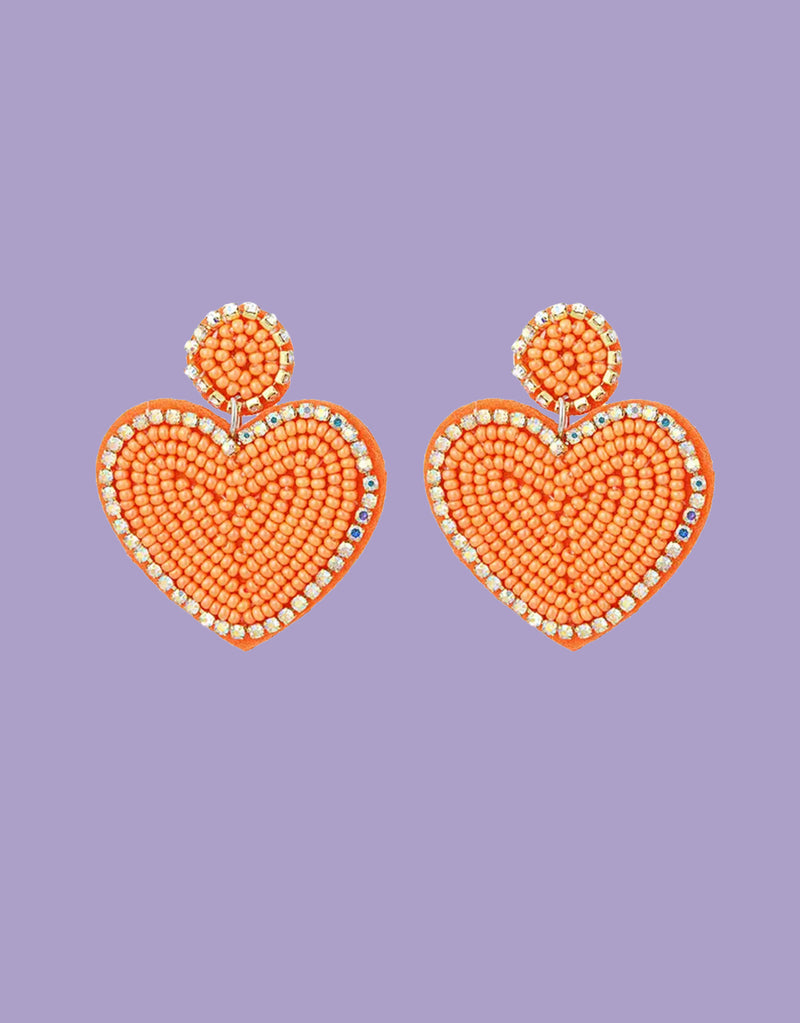 Beaded sparkly heart earrings