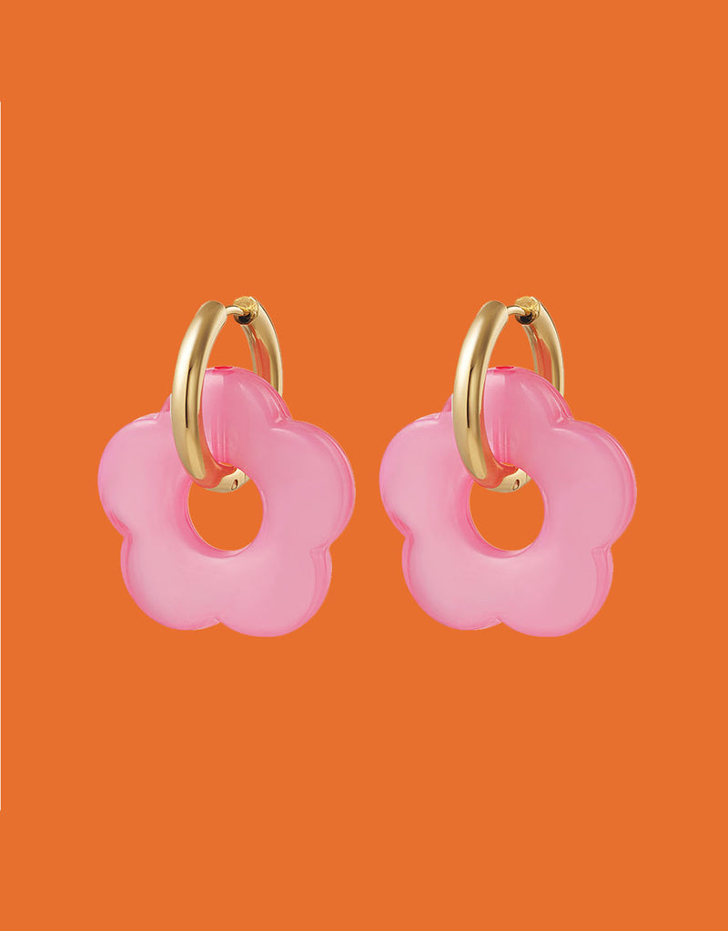 Big flower charm earrings