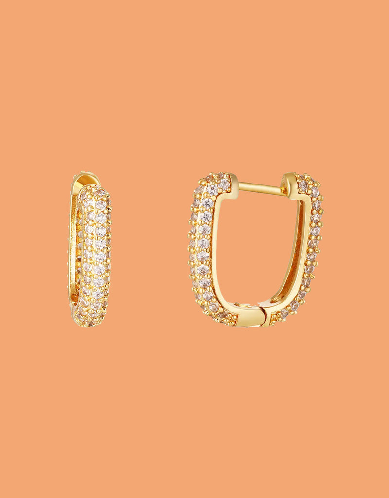 Big rectangle zircon earrings