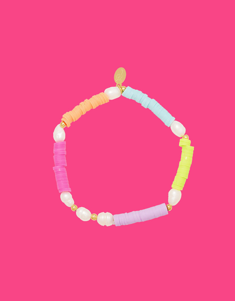 Bracelet colorful flat beads and pearls