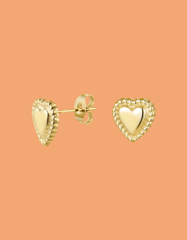 Braided heart stud earrings