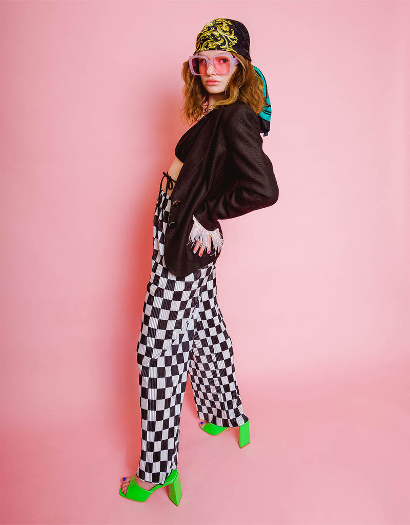 Checkered loose trousers