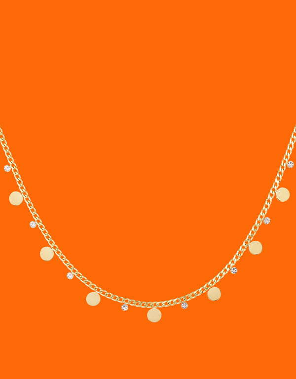 Circles with rhinestones necklace
