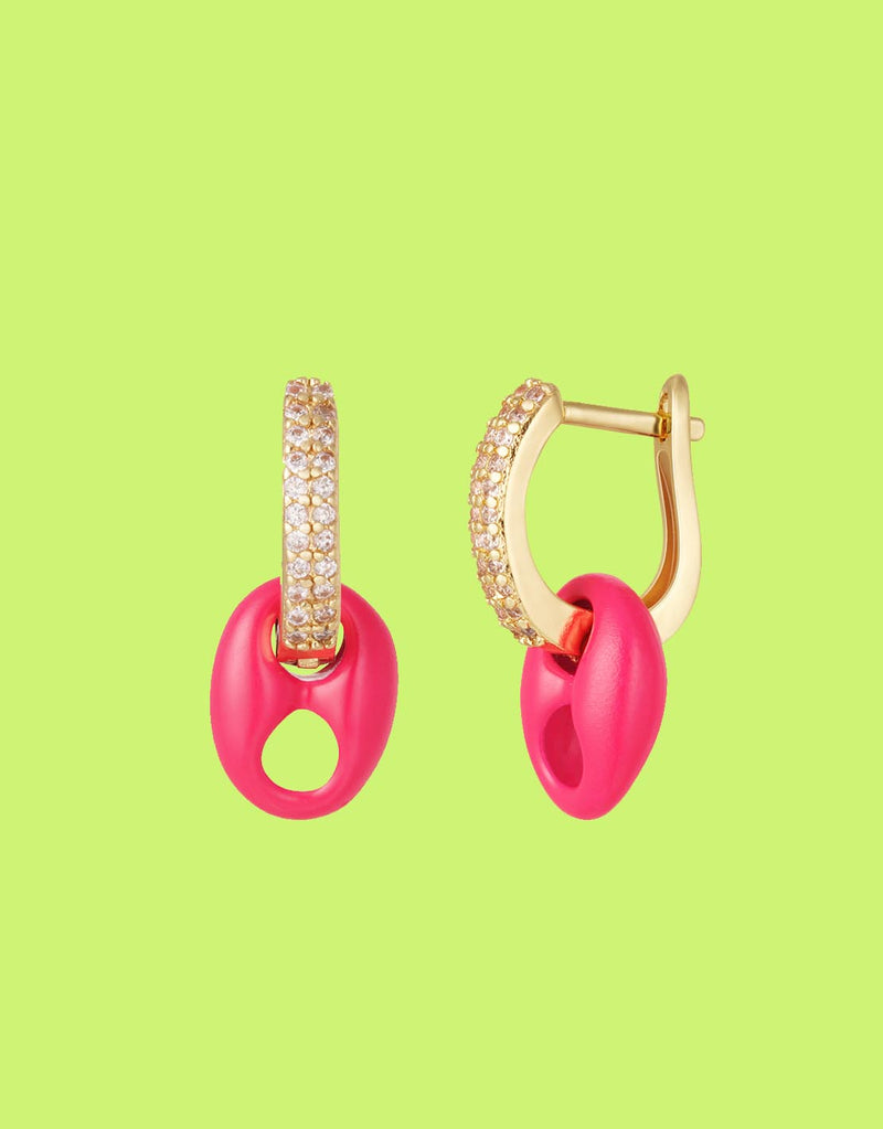 Colorful anchor link earrings