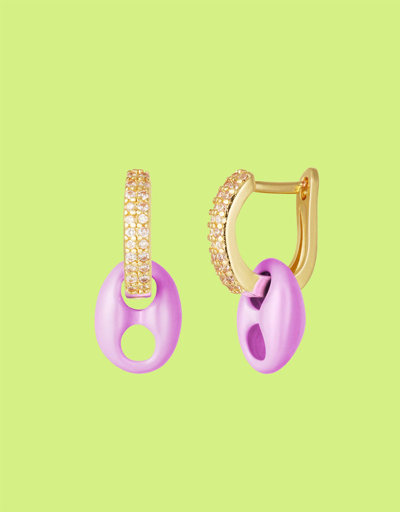 Colorful anchor link earrings