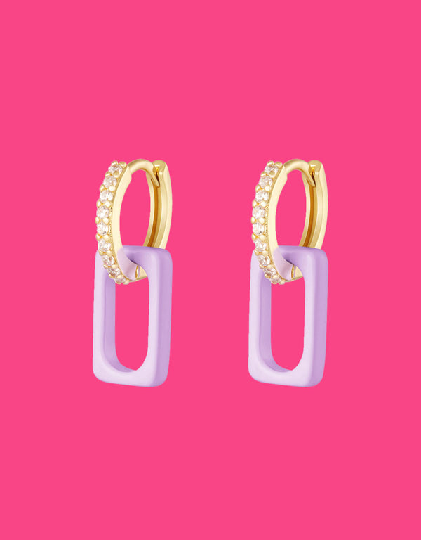 Colorful anchor link earrings square