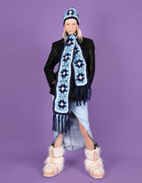 Crochet flower scarf