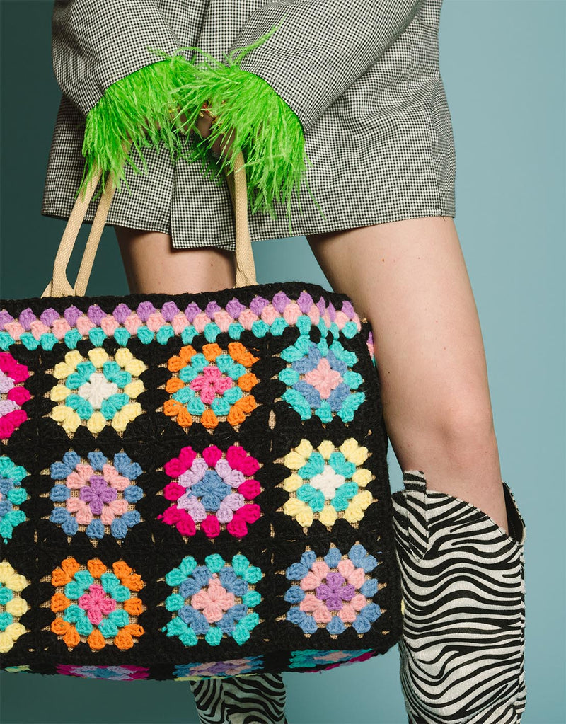 Crochet patch shopper bag