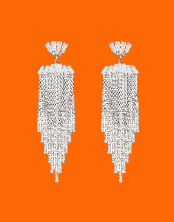 Dangling strass waterfall earrings